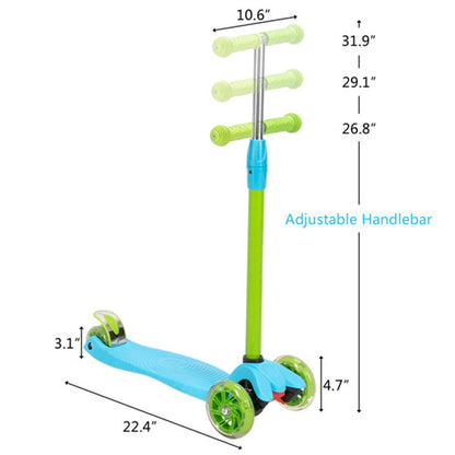 YIWA Toddlers Scooter Non-foldable 3-speed Adjustment Blue-Green