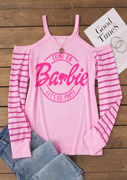 YESFASHION Come On Let's Go Party Cold Shoulder Long Sleeve Blouse Tops