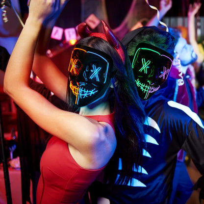 CYNDIE 6PACK Halloween Purge Mask LED Gloves Set