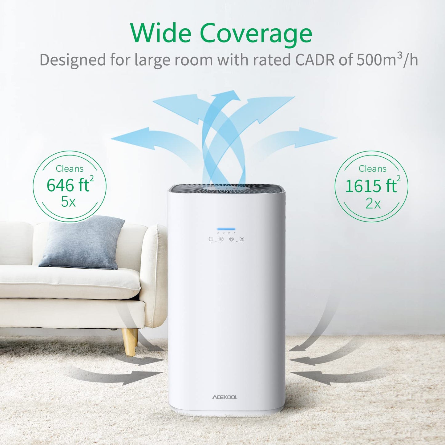 ACEKOOL Air Purifiers AF2 for Large Room 1615ft虏 Homedics Air Purifier EU Plug