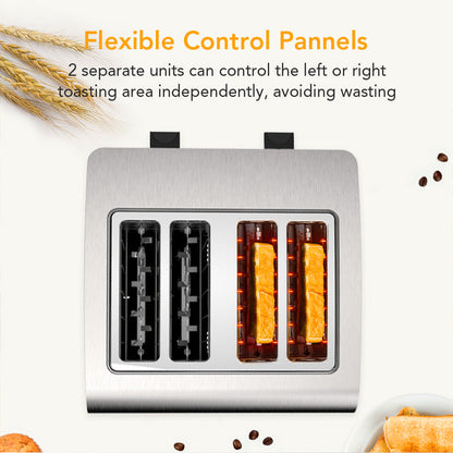 ACEKOOL Toaster TA1 Stainless Steel 4-Slice 7 Shades Toaster UK Plug