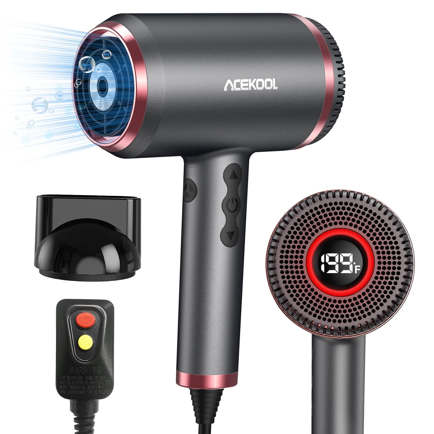 ACEKOOL Ionic Hair Dryer HB1 Blow Dryer with LED Display EU Plug