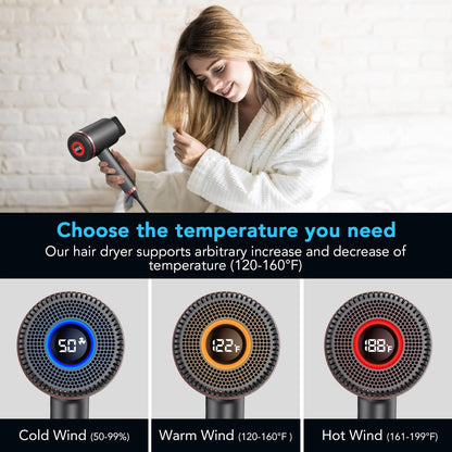 ACEKOOL Ionic Hair Dryer HB1 Blow Dryer with LED Display EU Plug