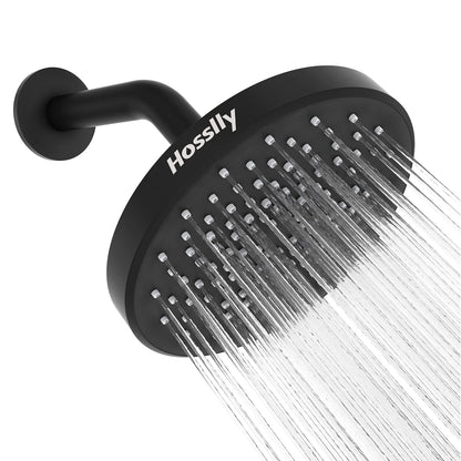 HOSSLLY Rainfall Shower Head High Pressure 360掳 Adjustable - Matte Black