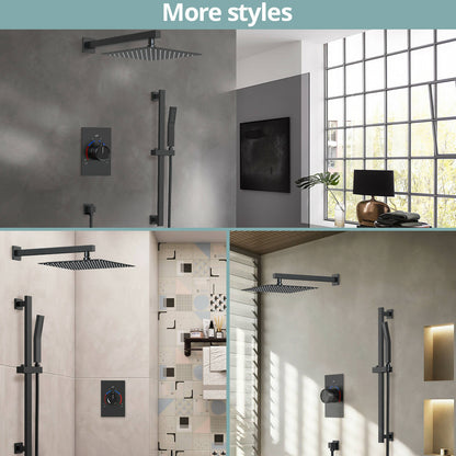 RainfallCascade 10” High-Pressure Shower Faucet, Wall Mount, Rough in-Valve, 2.5 GPM