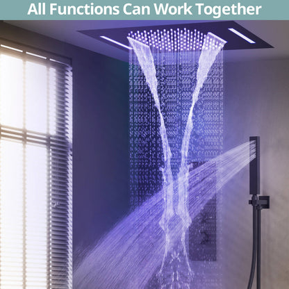 Luxury LightWave High-Pressure Shower System, Ceiling Mount, LED Light, Thermostatic Valve, 2.5 GPM