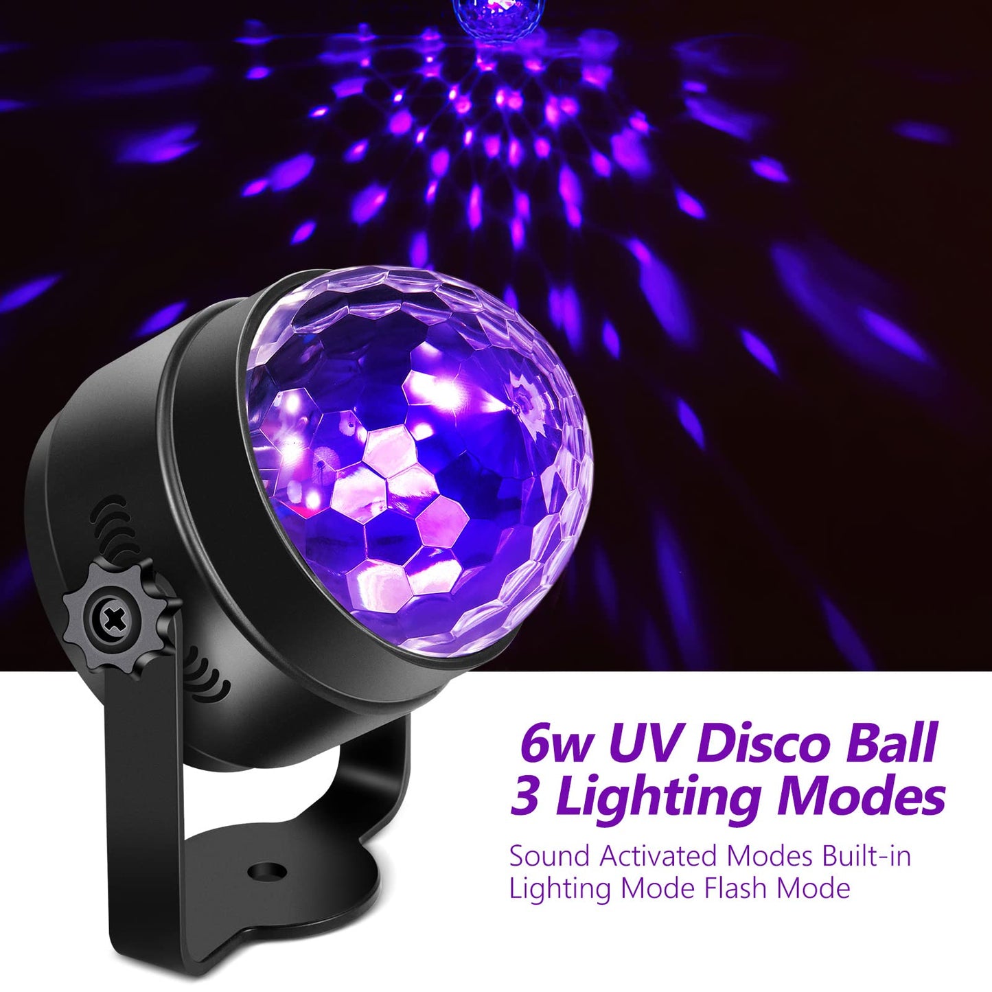 GARVEE 1PC UV Black Light 6W LED Disco Ball Party Lights