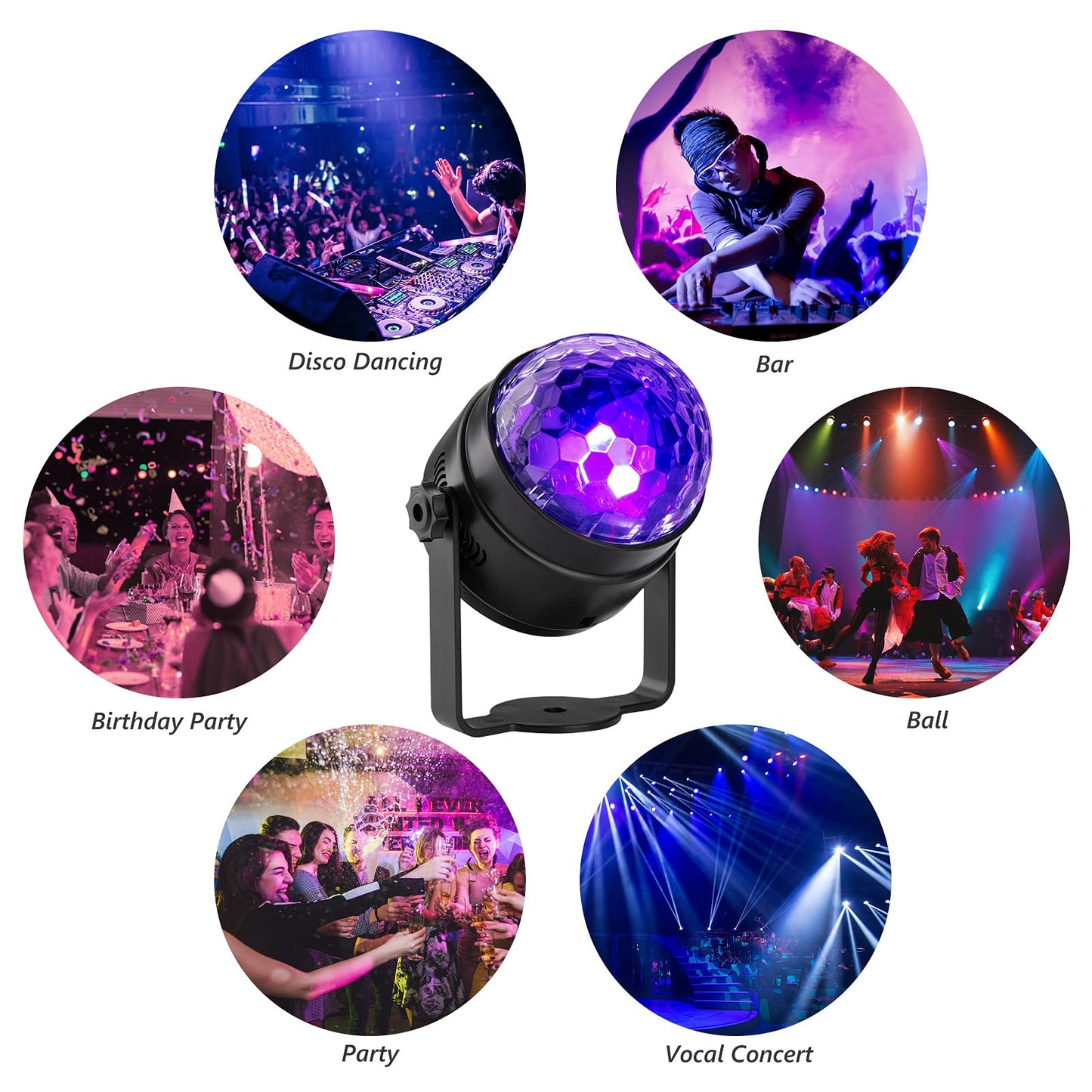 GARVEE 1PC UV Black Light 6W LED Disco Ball Party Lights