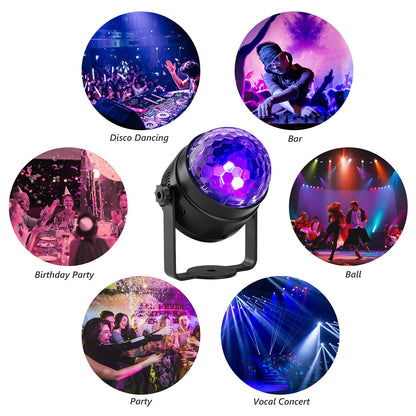 GARVEE 1PC UV Black Light 6W LED Disco Ball Party Lights