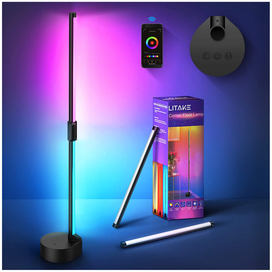 WHIZMAX RGB LED Corner Floor Lamp 16 Million Color Smart Corner Light