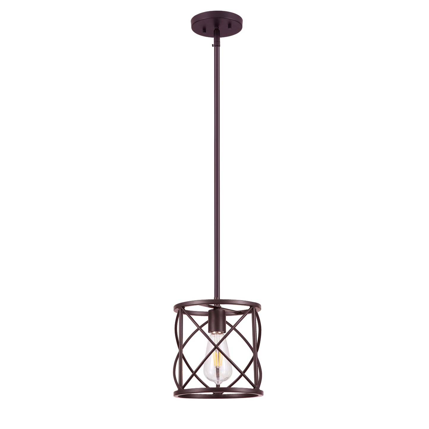 1-Light Brown Lantern Pendant Light