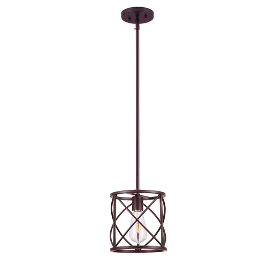 1-Light Brown Lantern Pendant Light