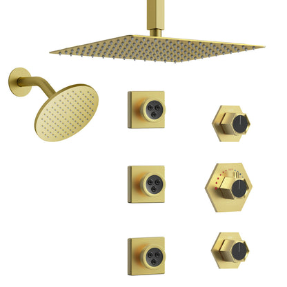 DualJet Spa 12" High-Pressure Rainfall Shower Faucet, Celling Mount, Rough in-Valve, 2.5 GPM